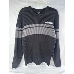 Bombardier Mens L Ski Doo Ribbed Heavy Knit Sweater Crew Neck Pullover Greytr vr